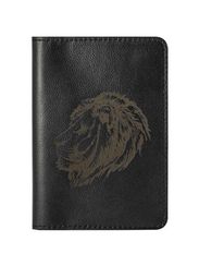 Обложка Лев черная кожа