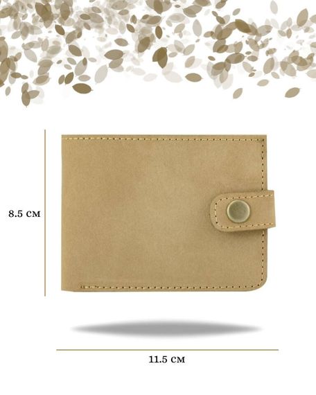 Фото функционального портмоне классического из светло-коричневой кожи коала Инфографика Размеры