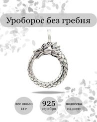 Подвеска Уроборос без гребня из серебра