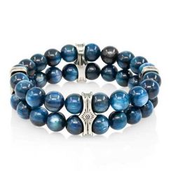 Браслет Всевидящее Око из Мельхиора Двойной с кианитом синим 8 мм