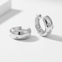 Серьги конго Звезды из серебра 925 пробы с фианитами