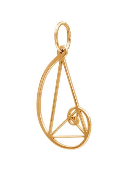Фото подвески золотое сечение из серебра с позолотой, вид сбоку