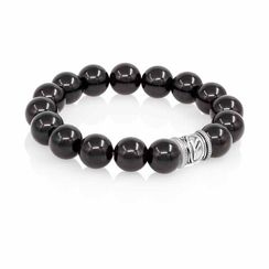 Браслет Денежный импульс из природного мориона с руной Феху из мельхиора