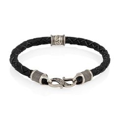 Браслет гайтан черный 5 мм с руной Феху Мельхиор