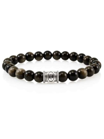 Фото браслета из обсидиана с руной Дагаз.