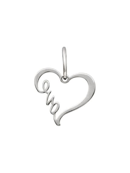 Контур сердца Love подвеска из серебра 925 пробы, вид сзади