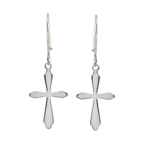 Крестик из серебра - ювелирные серьги, вид сзади