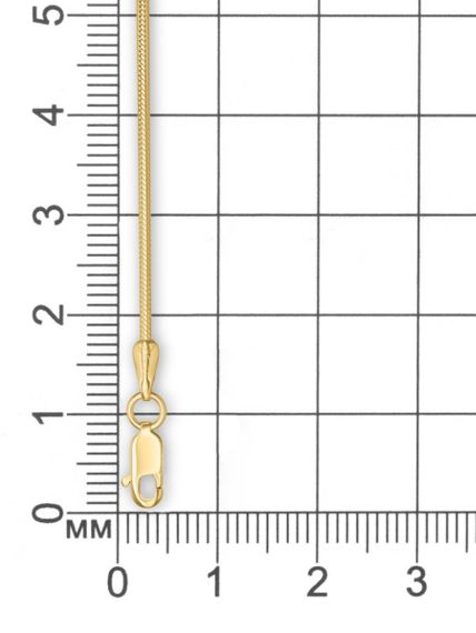 Браслет-цепочка с желтым золочением из серебра - Снейк, размерная сетка