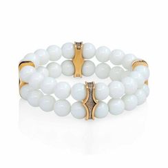 Всевидящее Око - двойной браслет с шармами из бронзы с белой керамикой 8 мм