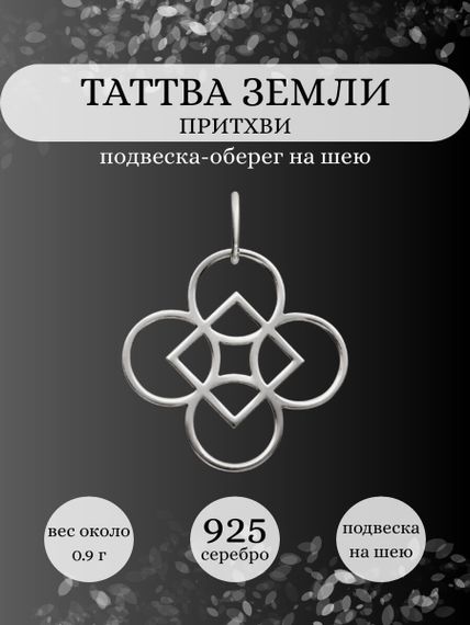 Подвеска Таттва Земли Притхиви из серебра, Инфографика главная
