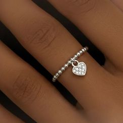 Кольцо Точки с подвеской из серебра 925 пробы с фианитами