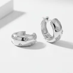 Серьги конго Звезды из серебра 925 пробы с фианитами