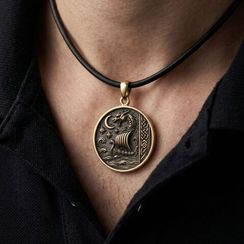 Корабль и дракон - подвеска из бронзы