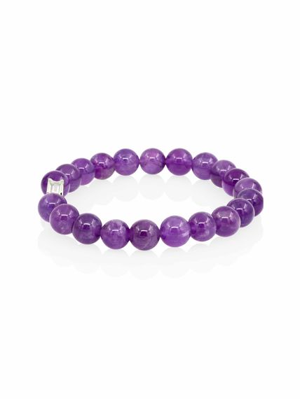 Браслет из натурального аметиста с шармом Кошка - Защита и благополучие, вид сбоку 1