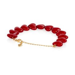 Браслет с красными бусинами в форме Сердец