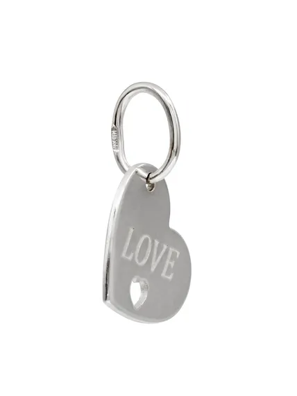Фото подвески Сердце LOVE из серебра, вид сбоку.