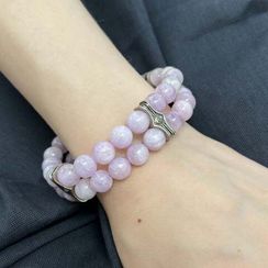 Браслет Всевидящее Око из Мельхиора Двойной с кунцитом 8 мм