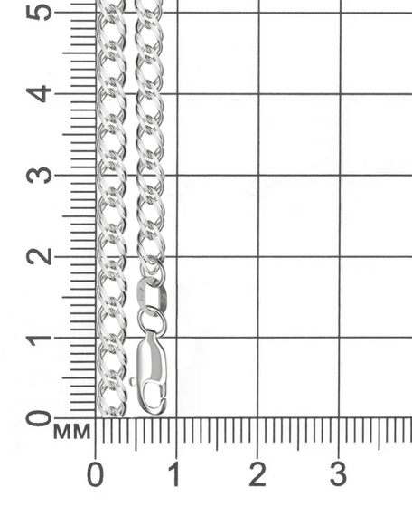 Фото цепочка на шею ромб двойной серебро 9269 на размерной сетке