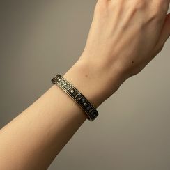 Браслет скандинавский жёсткий с руническими ставами рунами из бронзы