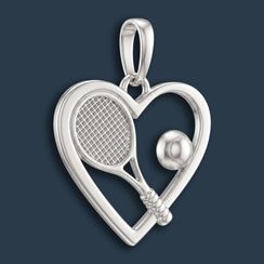 Подвеска на шею Теннисная ракетка в сердце серебро 925