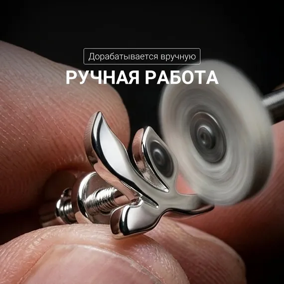 Серьги-пусеты Росток из серебра 925 пробы, фото 5