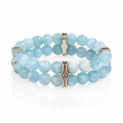 Браслет Всевидящее Око из Мельхиора Двойной с аквамарином 8 мм