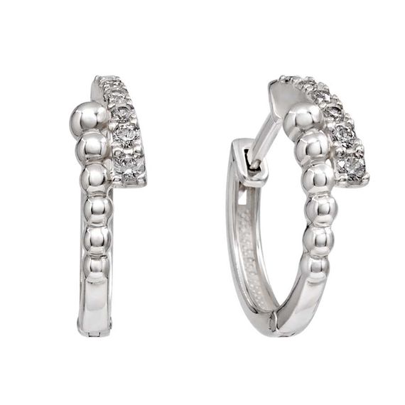 Серьги конго Точки с камнями фианитами из серебра 925, главное фото