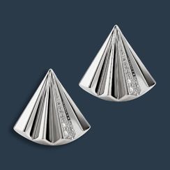 Серьги-пусеты Веер из серебра 925 пробы с фианитами