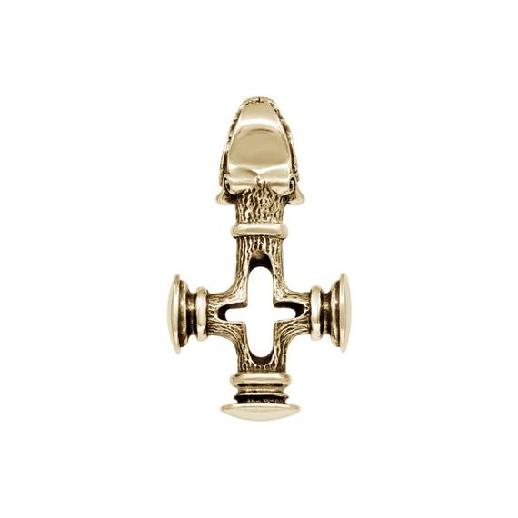 Волчий крест большой - подвеска из бронзы, вид сзади