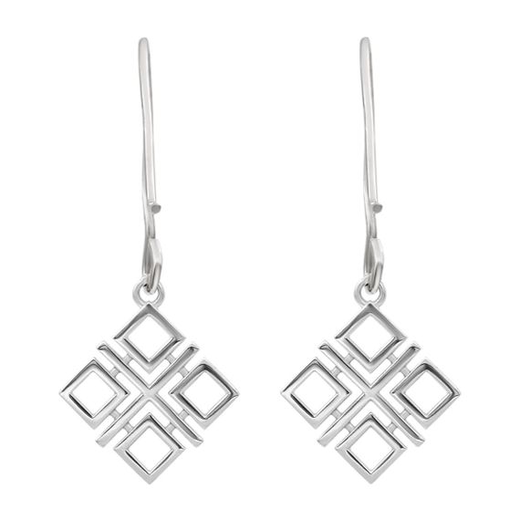 Макошь - ювелирные серьги - славянский оберег из серебра 925 пробы, вид сзади