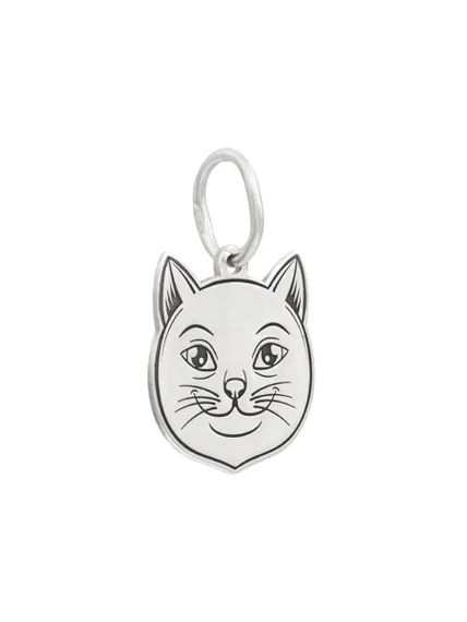 Кот подвеска из серебра 925 пробы, вид сбоку