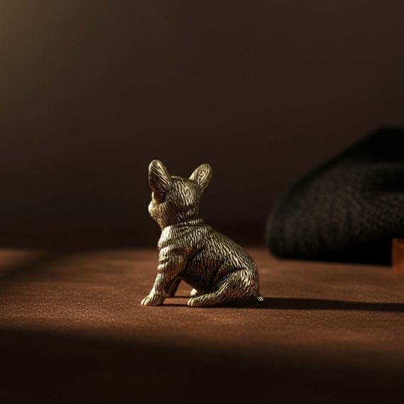 Статуэтка Французский бульдог - фигурка в виде собаки из бронзы с чернением, фото 3