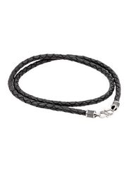 Гайтан кожаный чёрный 5 мм с замком S из серебра