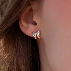 Серьги-пусеты Бант симметричный из серебра 925 пробы