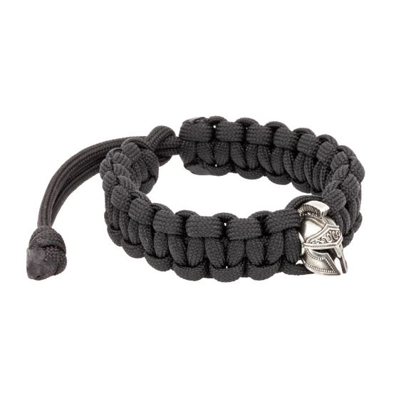 Браслет с шармом Спартанский шлем из мельхиора - чёрный паракорд, фото 2