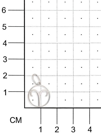 Подвеска Знак зодиака Овен из серебра на размерной сетке