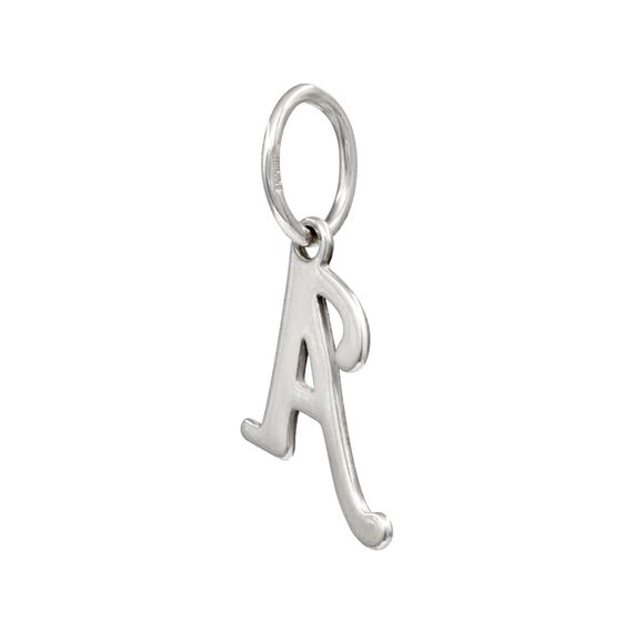 Подвеска в виде буквы А - кулон из серебра 925 пробы, вид полубоком сзади