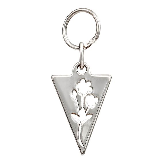 Треугольник с цветком - подвеска на серьги из серебра 925 пробы, вид 1
