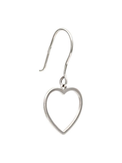 Серьги Контур сердца из серебра, вид полубоком крючком назад