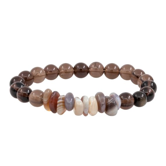Браслет из натурального камня раухтопаз и агата ботсвана