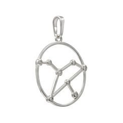 Подвеска на шею Созвездие Лев Знак зодиака серебро с фианитами