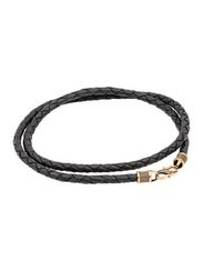 Гайтан кожаный чёрный 5 мм с замком S из бронзы