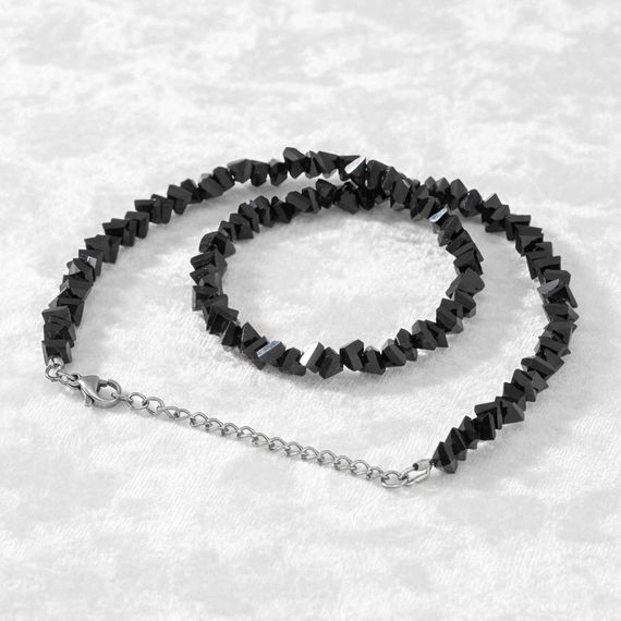 Чокер из имитации темного хрусталя 6 мм, живое фото 3