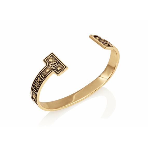 Браслет скандинавский жёсткий с руническими ставами рунами из бронзы, фото 2