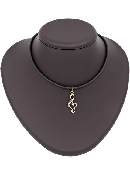 Подвеска Сердце Скрипичный ключ из бронзы, фото на манекене