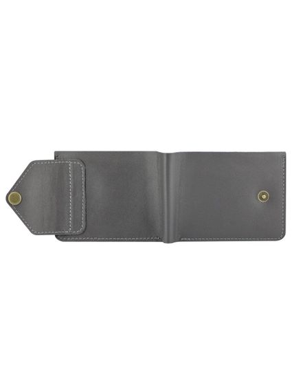 Фото компактного портмоне Классическое из серой кожи, в развернутом виде с фасада.