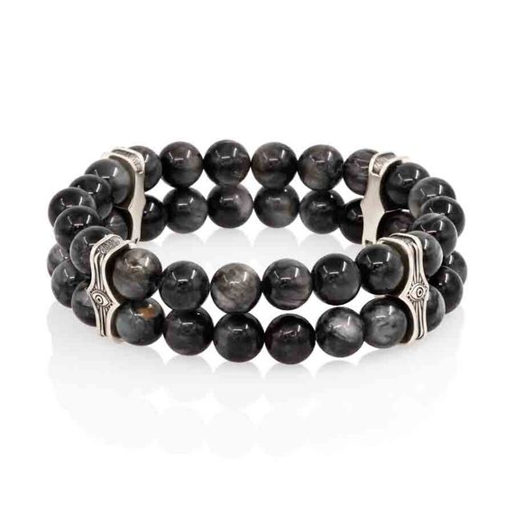 Браслет Всевидящее Око из Мельхиора Двойной с кошачьим глазом 8 мм, вид 2