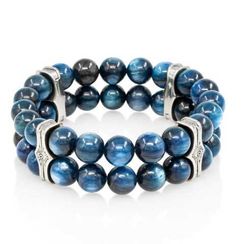 Браслет Всевидящее Око из Мельхиора Двойной с кианитом синим 8 мм