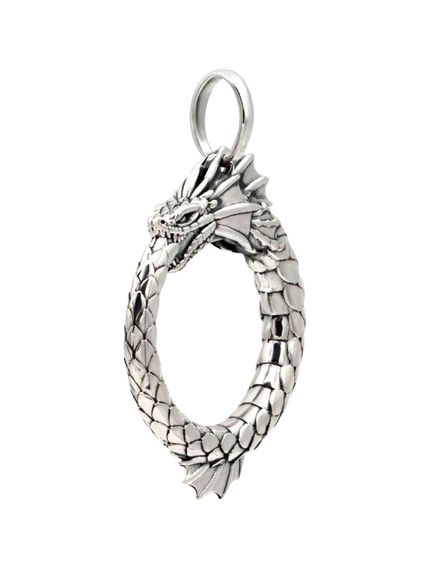 Фото Уробороса с плавником из серебра, вид сбоку.