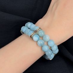 Браслет Всевидящее Око из Мельхиора Двойной с аквамарином 8 мм